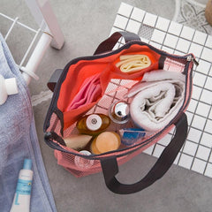 Transparent Mesh Bag Storage Bag Portable Travel Beach Bag Outdoor Wash Bag