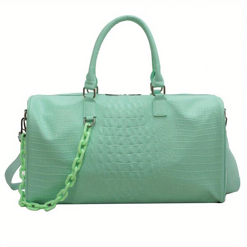 Crocodile Sports Bag with Acrylic Strap - Large Capacity