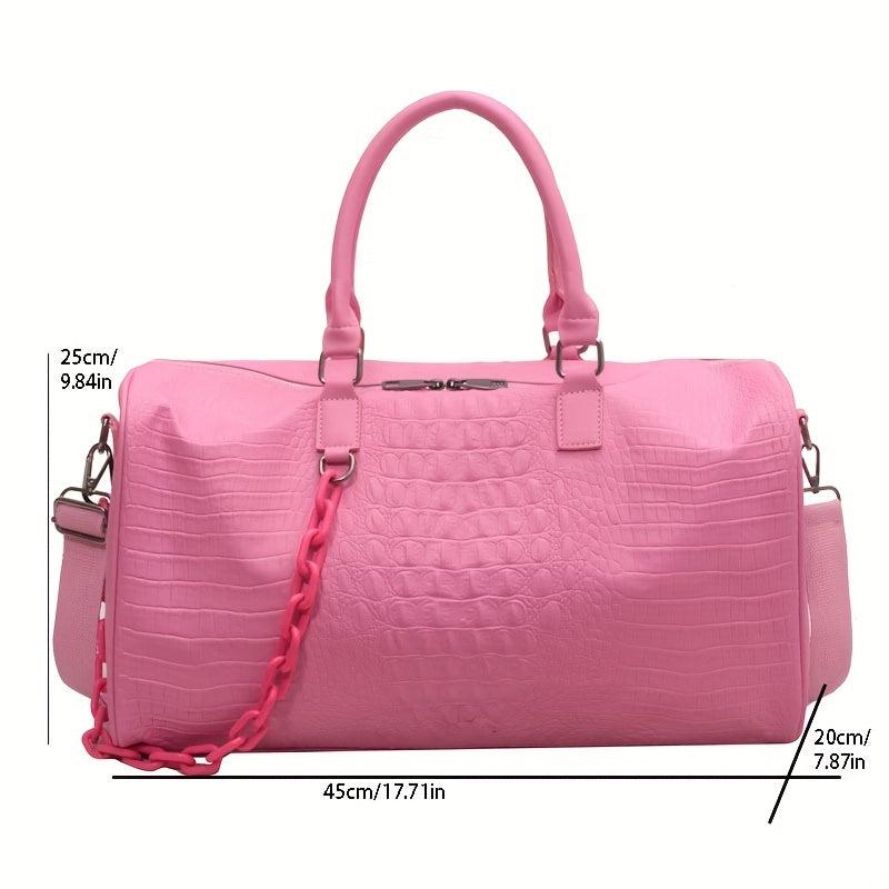 Crocodile Sports Bag with Acrylic Strap - Large Capacity