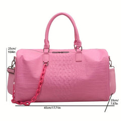 Crocodile Sports Bag with Acrylic Strap - Large Capacity