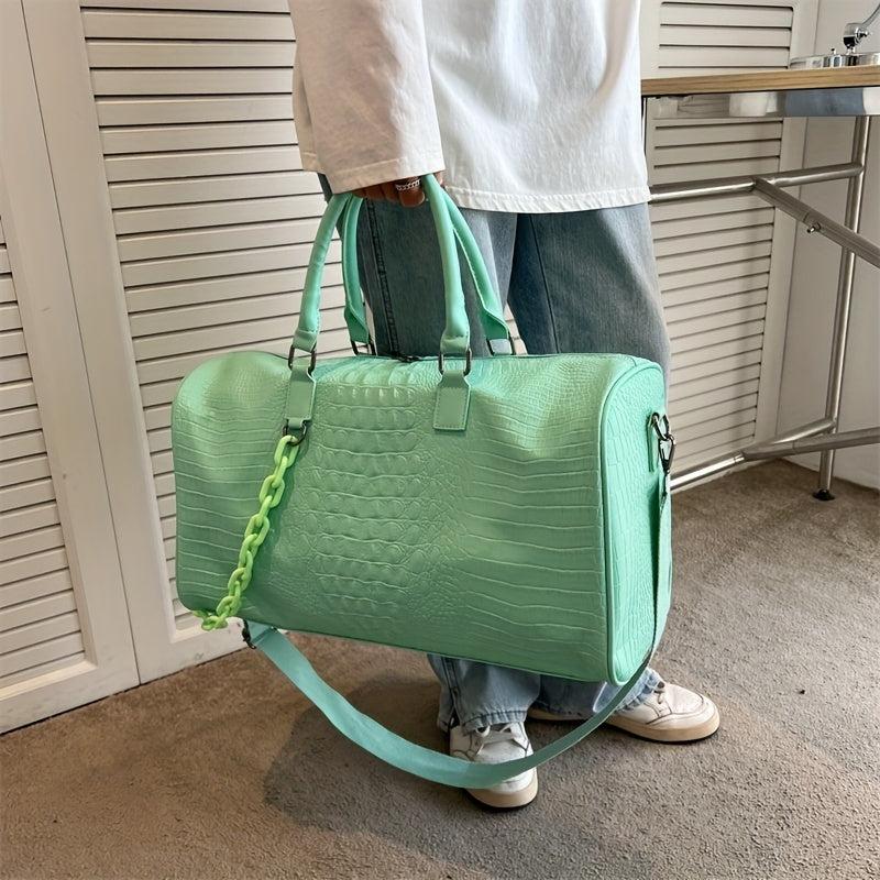 Crocodile Sports Bag with Acrylic Strap - Large Capacity