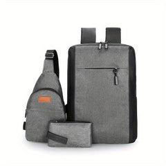 3PCS Large Capacity Preppy Laptop Backpack