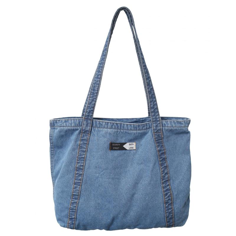 Vintage Denim Tote Bag Retro Grunge Handbag & Grocery Shopper Bag