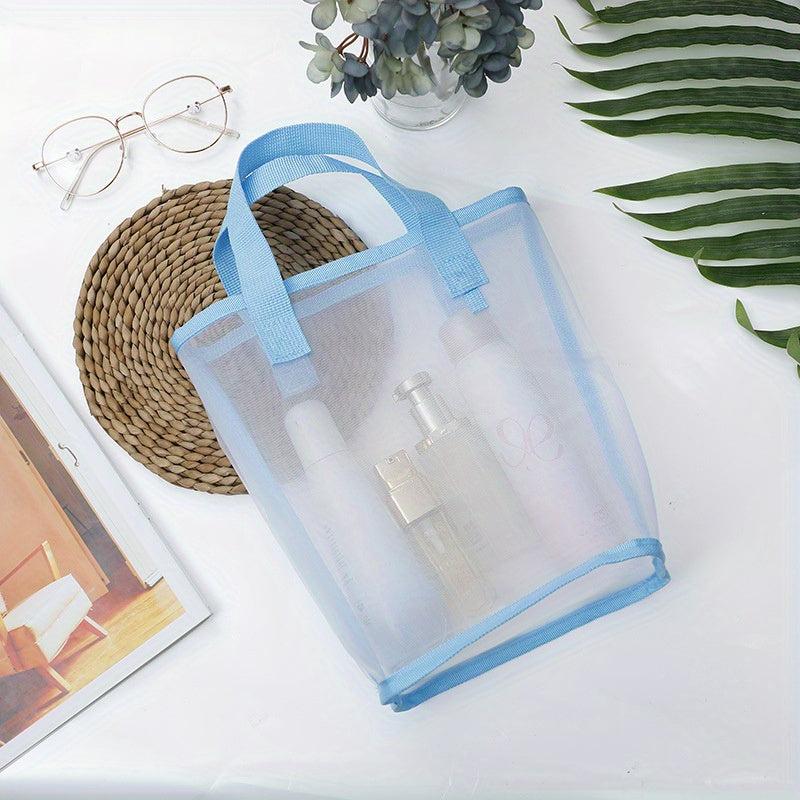 Transparent Mesh Cosmetic Bag Portable Toiletry Bag Swimsuit Beach Storage