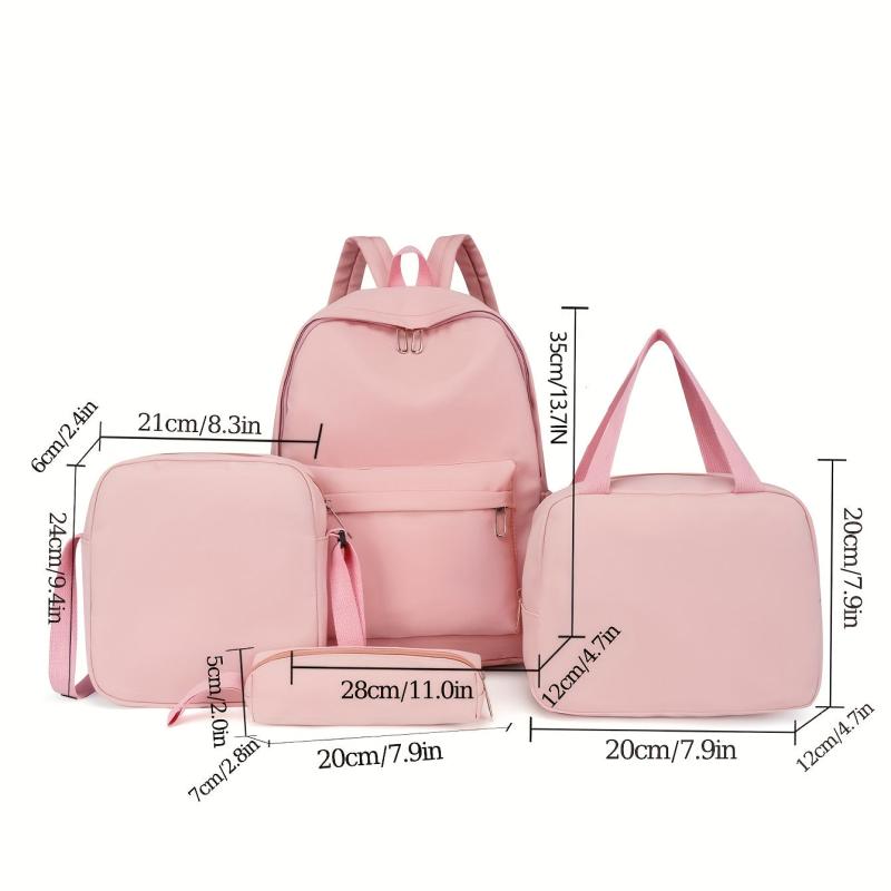 4PCS Large Capacity Backpack Set Preppy Back To School Daypack Travel Knapsack