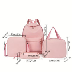 4PCS Large Capacity Backpack Set Preppy Back To School Daypack Travel Knapsack