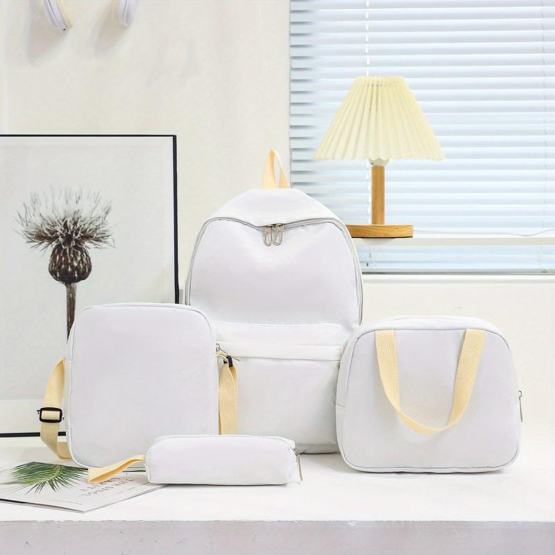 4PCS Large Capacity Backpack Set Preppy Back To School Daypack Travel Knapsack