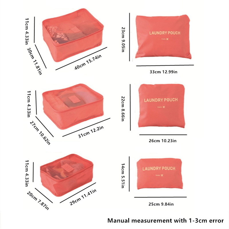 6pcs Clothes Storage Bags Travel Organizer - Large Capacity Lightweight