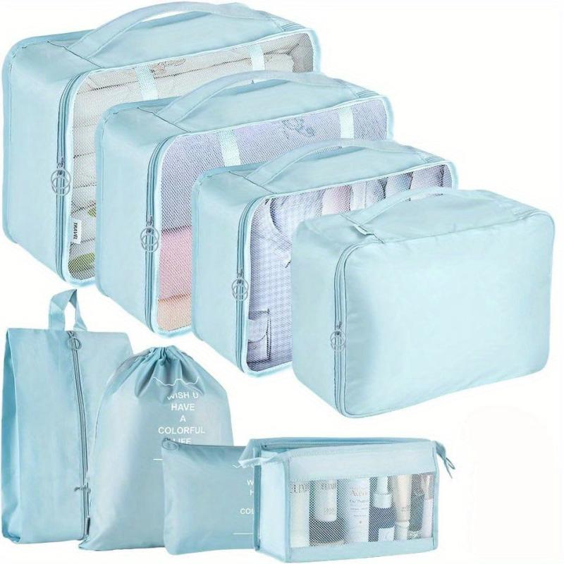 8pcs Travel Packing Cubes Lightweight Clothing Storage Bag Organizers
