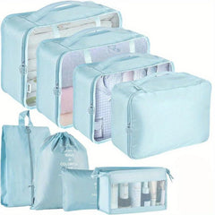 8pcs Travel Packing Cubes Lightweight Clothing Storage Bag Organizers
