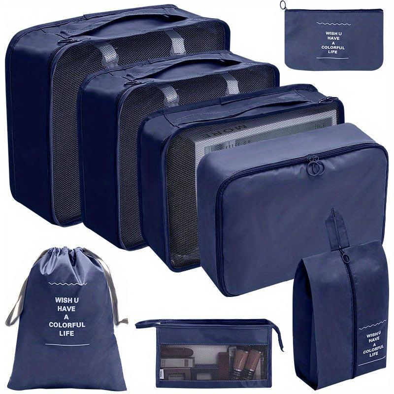 8pcs Travel Packing Cubes Lightweight Clothing Storage Bag Organizers