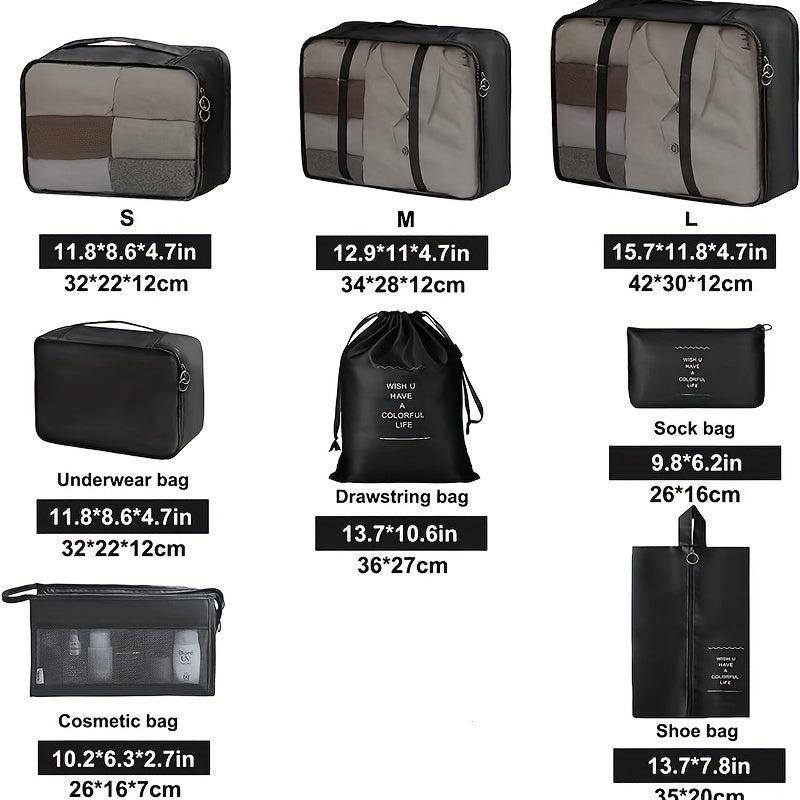8pcs Travel Packing Cubes Lightweight Clothing Storage Bag Organizers