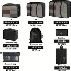 8pcs Travel Packing Cubes Lightweight Clothing Storage Bag Organizers