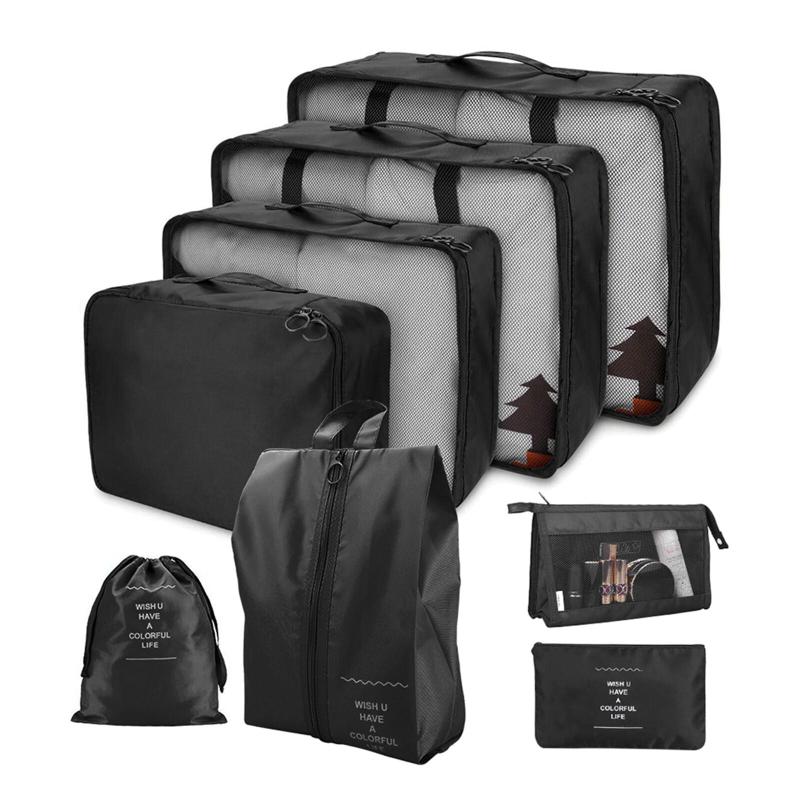 8pcs Travel Packing Cubes Lightweight Clothing Storage Bag Organizers
