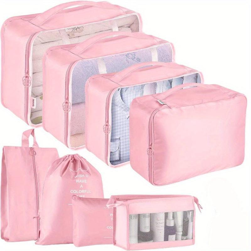 8pcs Travel Packing Cubes Lightweight Clothing Storage Bag Organizers