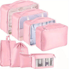 8pcs Travel Packing Cubes Lightweight Clothing Storage Bag Organizers