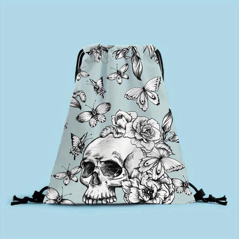 Skull Drawstring Bag Halloween Lightweight Sports Backpack