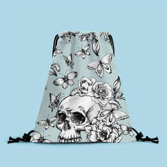 Skull Drawstring Bag Halloween Lightweight Sports Backpack
