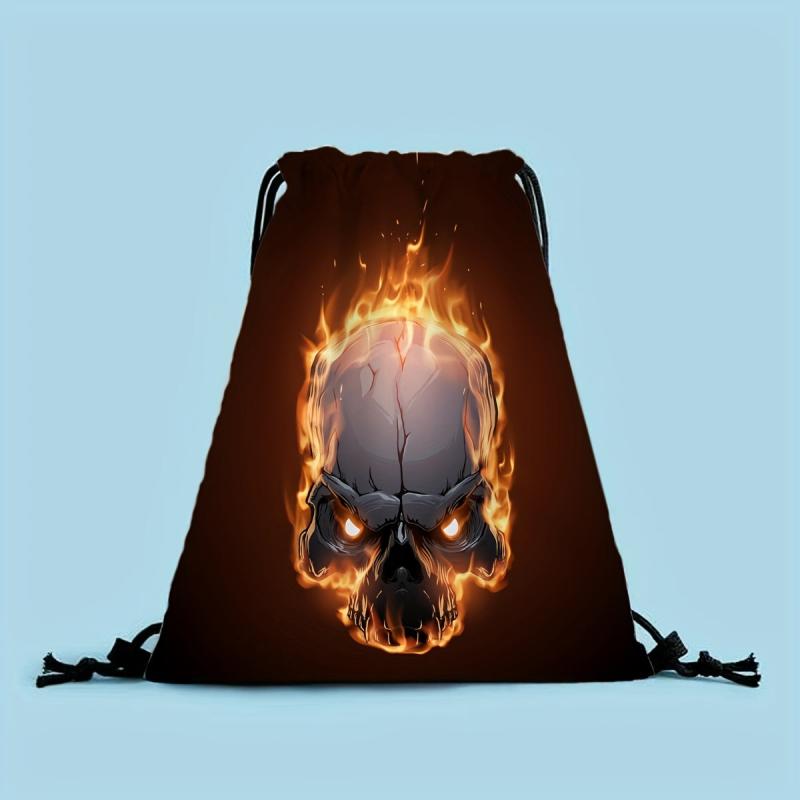 Skull Drawstring Bag Halloween Lightweight Sports Backpack