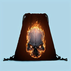 Skull Drawstring Bag Halloween Lightweight Sports Backpack