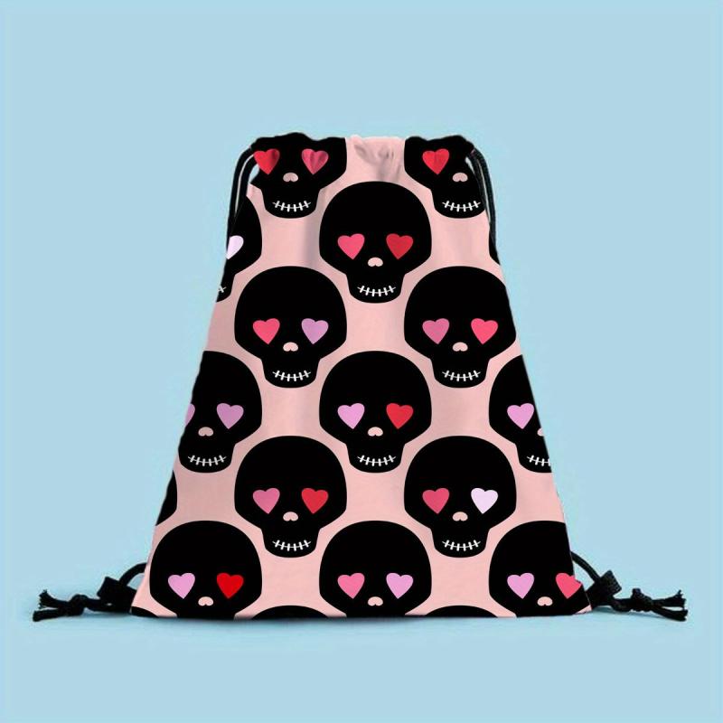 Skull Drawstring Bag Halloween Lightweight Sports Backpack
