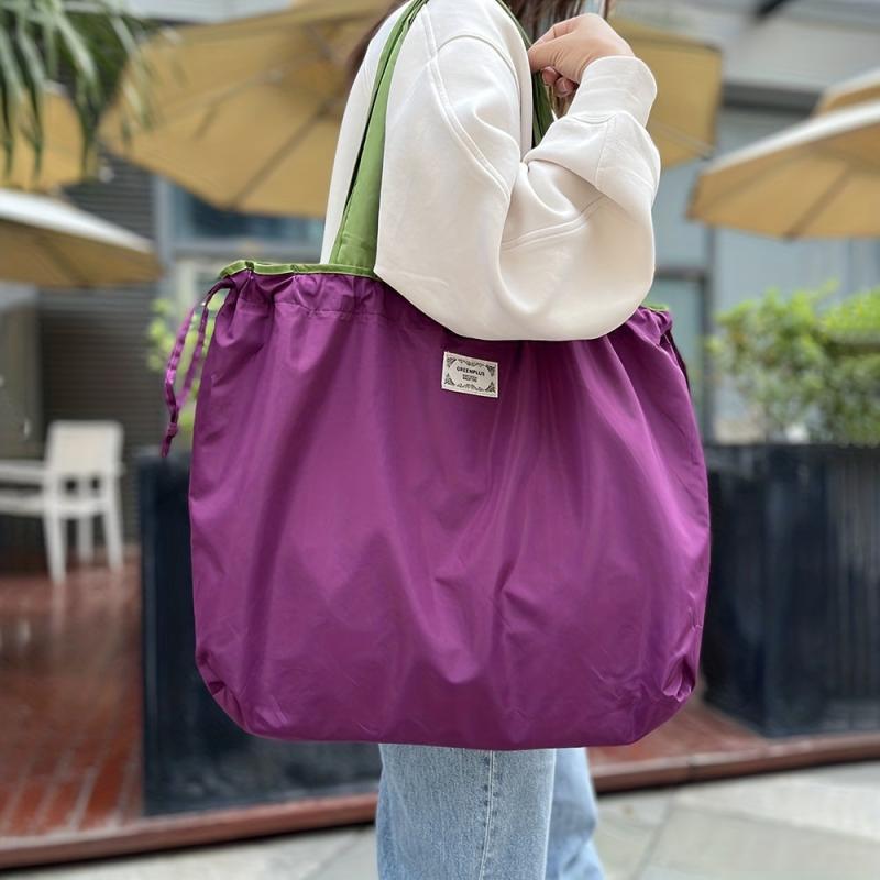 Reusable Drawstring Gym Bag Lightweight Tote Shoulder Bag