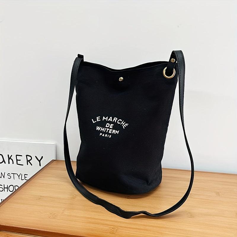 Vintage Letter Graphic Tote Bag Retro Canvas Crossbody Bag