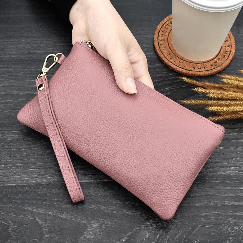 Faux Leather Clutch Bag Zipper Wallet for Coin & Phone