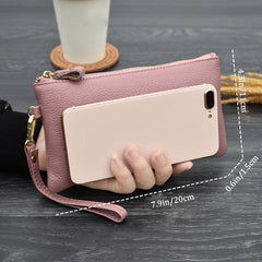 Faux Leather Clutch Bag Zipper Wallet for Coin & Phone