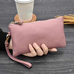 Faux Leather Clutch Bag Zipper Wallet for Coin & Phone