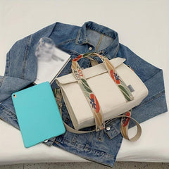 Floral Strap Tote Bag Top Handle Canvas Crossbody Bag