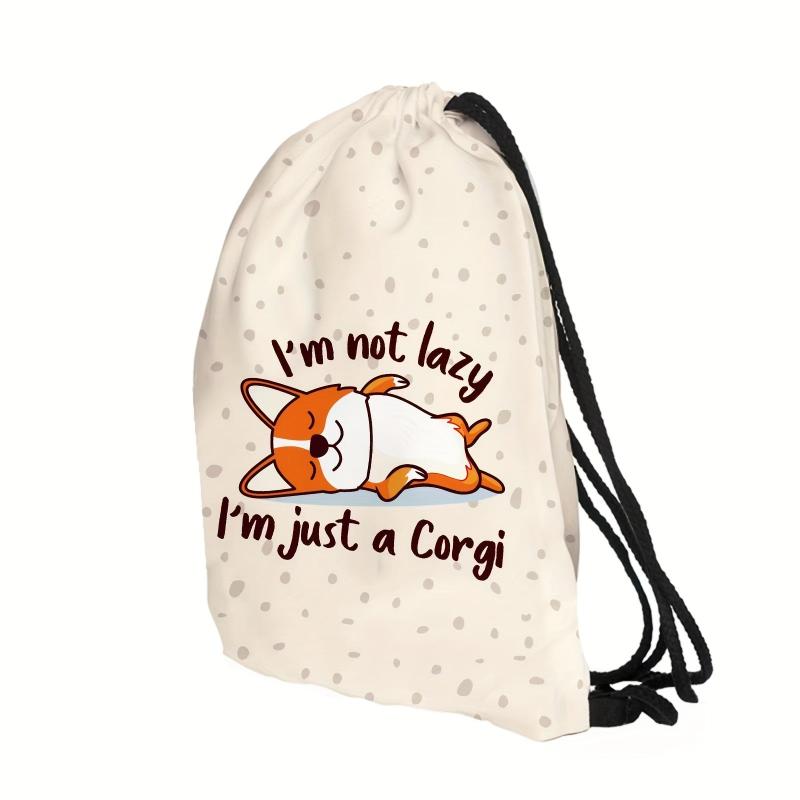 Cartoon Animal Drawstring Backpack Lightweight Waterproof Rucksack