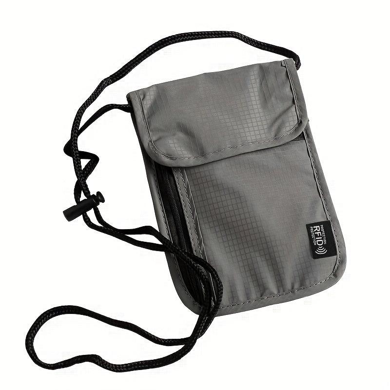 RFID Blocking Passport Holder Neck Pouch Adjustable Strap