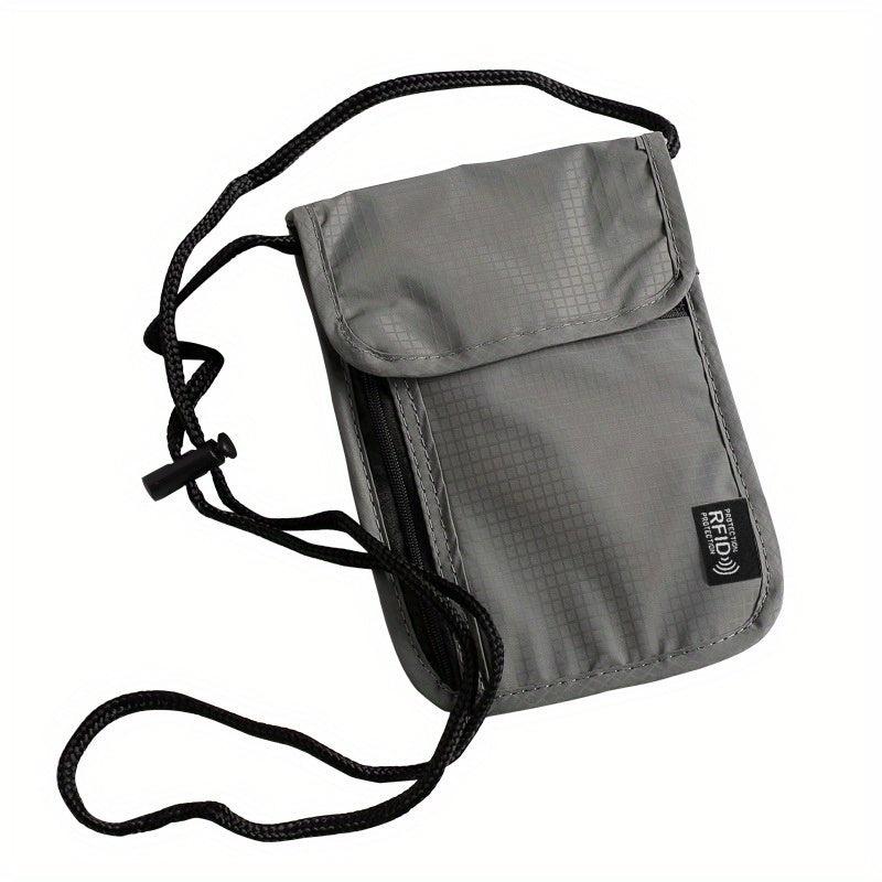 RFID Blocking Passport Holder Neck Pouch Adjustable Strap