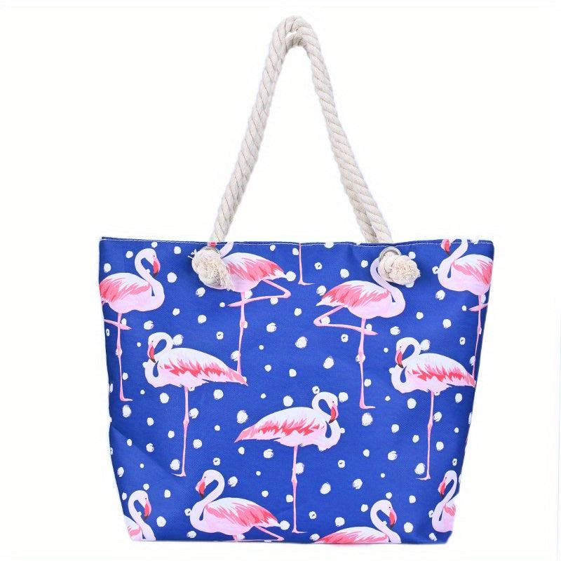 Flamingo Pattern Tote Bag Large Capacity Beach Storage Bag