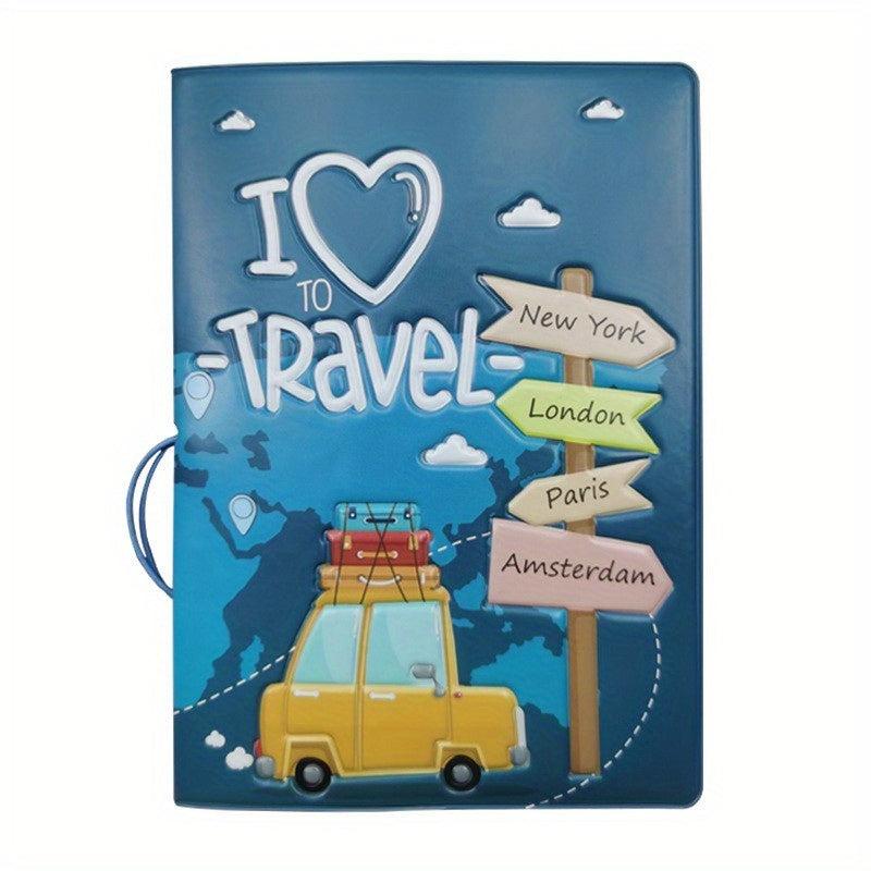 Cartoon Passport Holder Map Travel Document Organizer