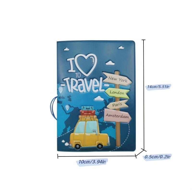 Cartoon Passport Holder Map Travel Document Organizer