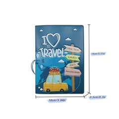 Cartoon Passport Holder Map Travel Document Organizer