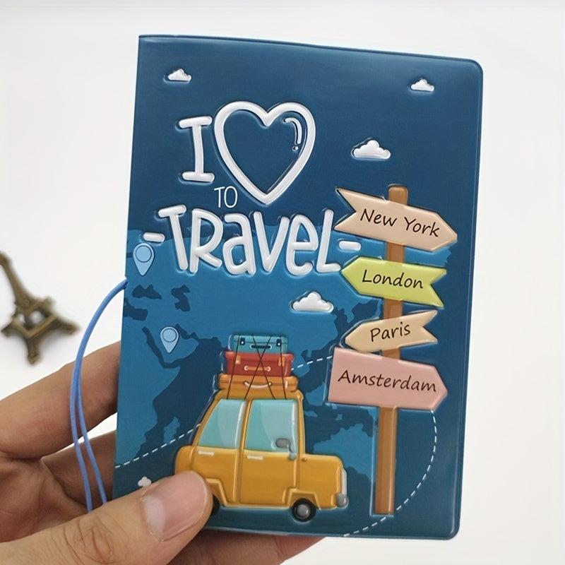 Cartoon Passport Holder Map Travel Document Organizer