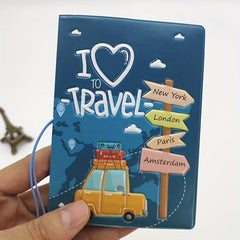 Cartoon Passport Holder Map Travel Document Organizer