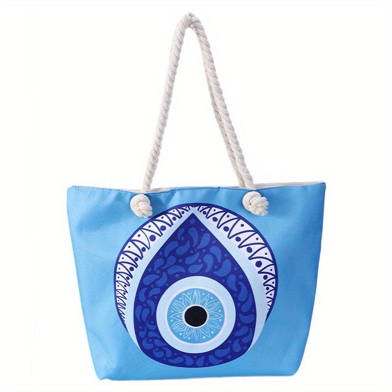 Vintage Pattern Canvas Zipper Shopping Bag