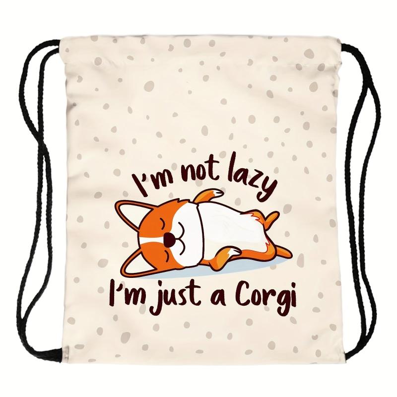 Cartoon Animal Drawstring Sackpack Letter Graphic Backpack