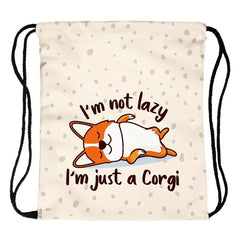 Cartoon Animal Drawstring Sackpack Letter Graphic Backpack