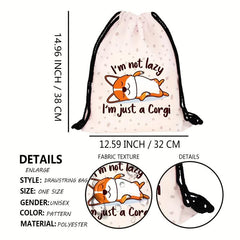 Cartoon Animal Drawstring Sackpack Letter Graphic Backpack