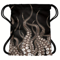 Octopus Pattern Sports Bag Lightweight Backpack Drawstring Foldable