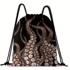 Octopus Pattern Sports Bag Lightweight Backpack Drawstring Foldable