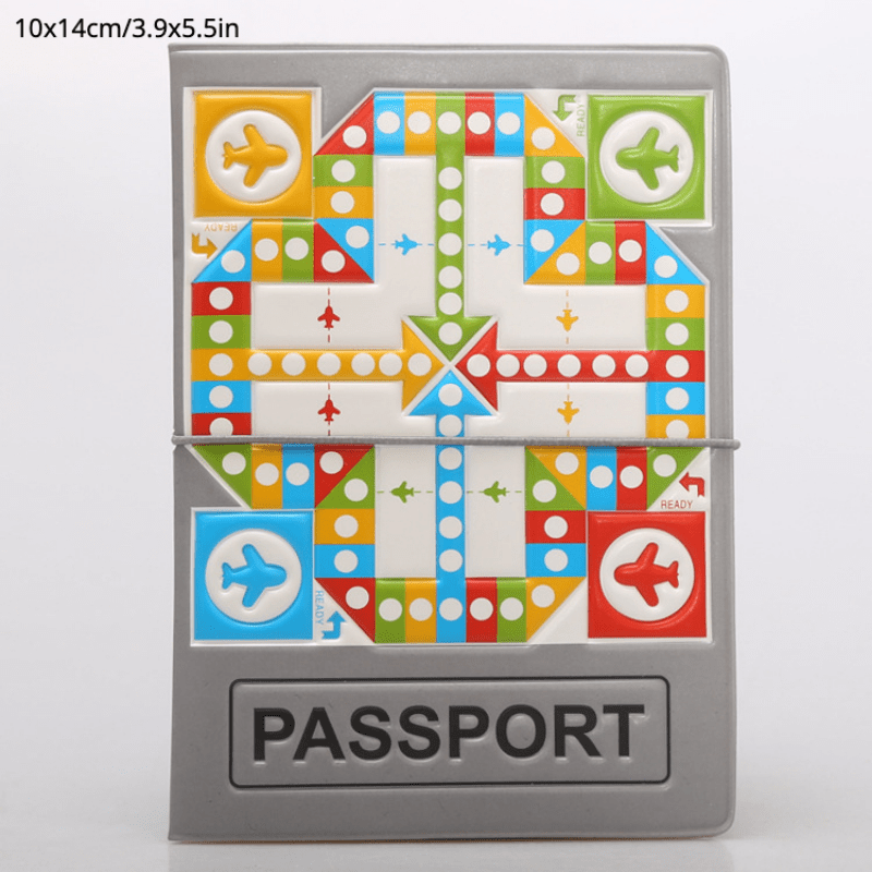 Flying Chess Passport Case Faux Leather Document Holder