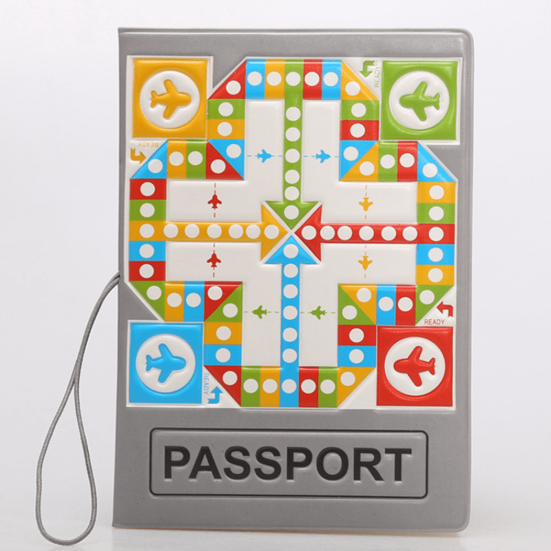 Flying Chess Passport Case Faux Leather Document Holder