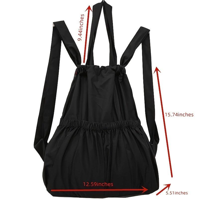 Drawstring Elastic Print Backpack Large Capacity Waterproof Nylon Women's Bags