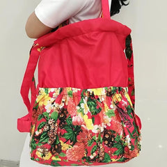 Drawstring Elastic Print Backpack Large Capacity Waterproof Nylon Women's Bags